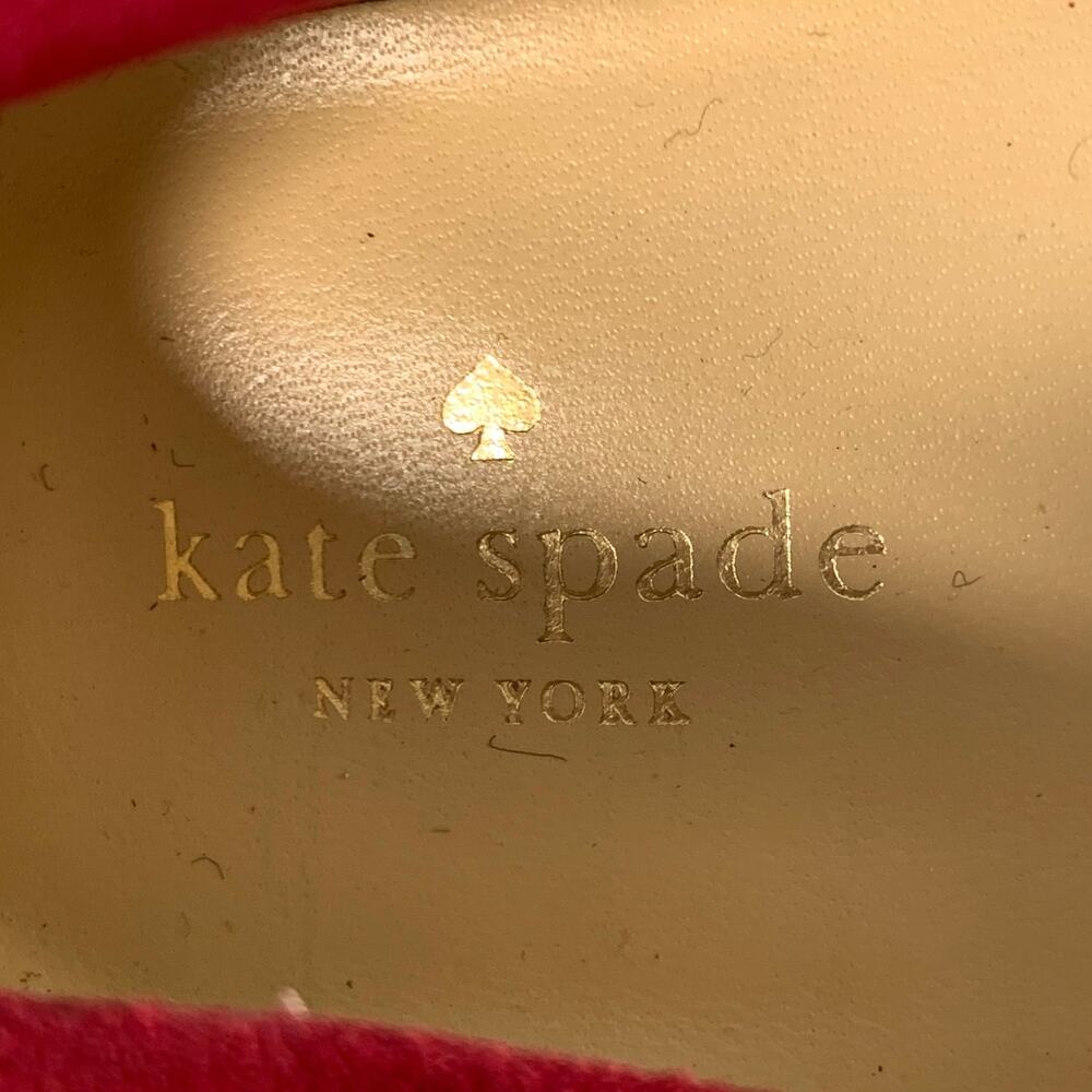 KATE SPADE Size 7.5 Burgundy Suede Floral Applique Kitten Heel Pumps - Picture 7 of 8